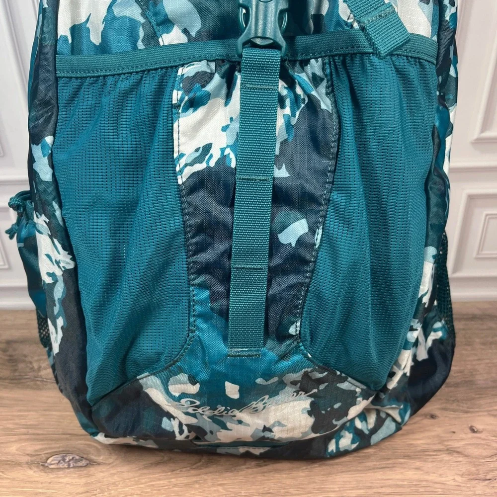 Eddie Bauer Stowaway 30L Backpack Teal Blue Camo Packable Lightweight